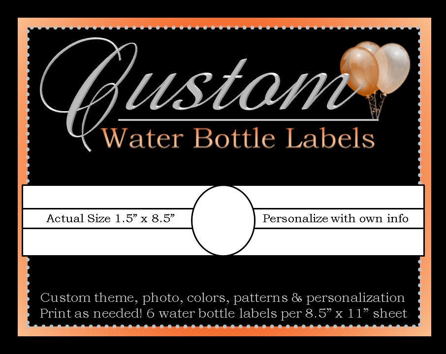 Custom Water Bottle Labels - Choose Your Theme - Personalized With Name - Custom DIY Printable Party Decorations Il_570xn