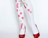 White Tattoo Tights With Cherries,Print tattoo Leggings,Fashion Pantyhose - colinedesign White Tattoo Tights With Cherries,Print tattoo Leggings,Fashion Pantyhose - colinedesign