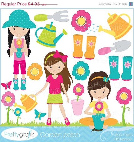 70% OFF SALE gardening clipart commercial use, vector graphics, digital clip art, digital image, dancing - CL534 Il_570xn