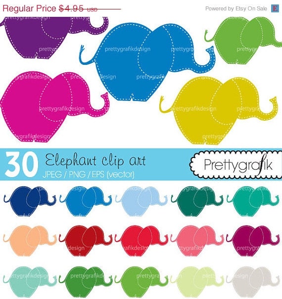 70% OFF SALE 30 elephant clipart commercial use, vector graphics, digital clip art, digital images - CL462 Il_570xn