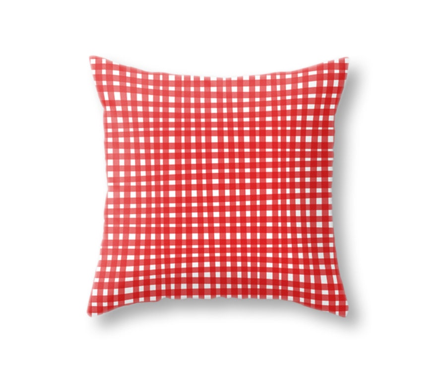 Items similar to Christmas Red & White Gingham Pillow Cover, Checked