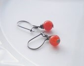Apricot Jade Earrings, Handmade Earrings, Gift for Her, Gunmetal Kidney Earrings - tesorilove