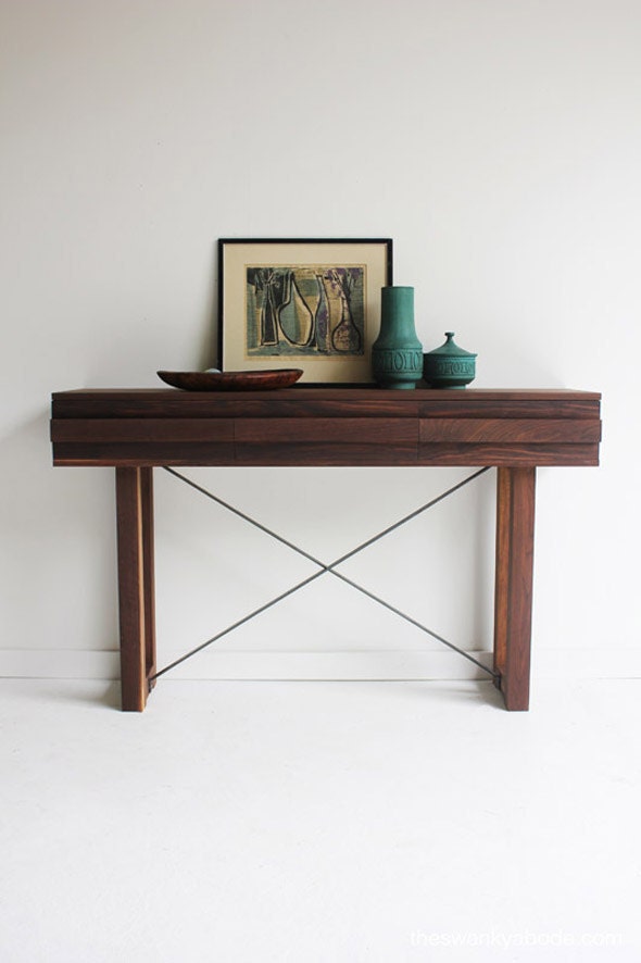 wood table, walnut console, wood console, wood furniture, walnut furniture - bertucandles