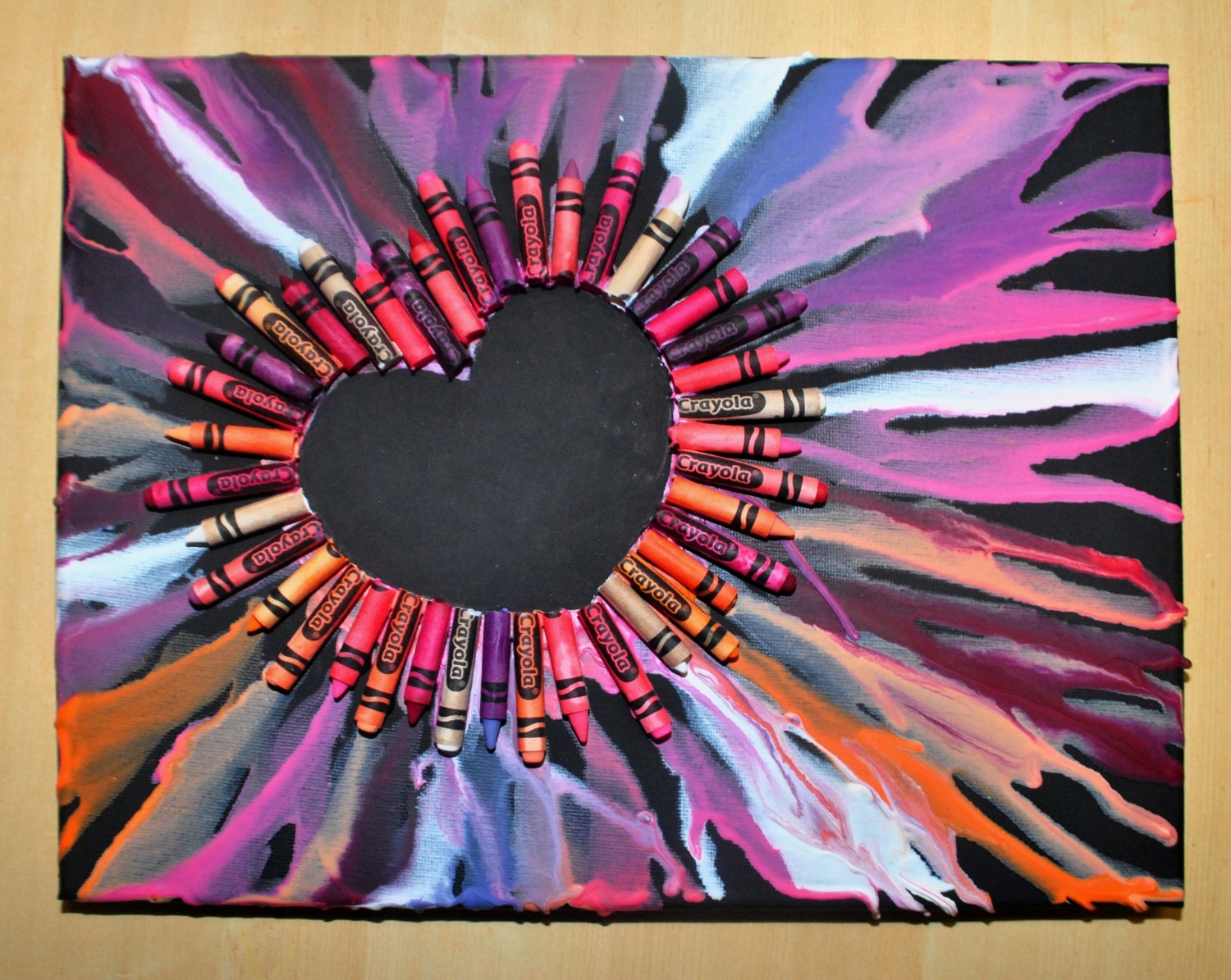 Melted Crayon Art 11x14 Purple And Pink Crayon Heart