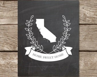 Home Sweet Home Chalkboard Art Print 8x10, Printable Art, Instant