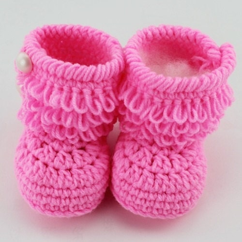 Crochet Baby Booties, Ready To Ship, Crochet Shoes, Boutique Booties, Baby Shoes, Pink Crochet Booties, Pink Baby Shoes - BabyGirlsGlam