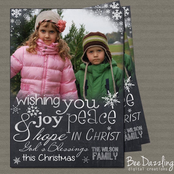 SAME DAY TURNAROUND Custom Christmas Card --printable christmas card -  chalkboard typography - TanyasPrints