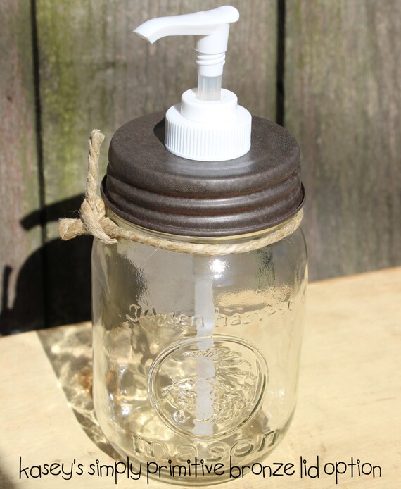 Mason Jar Lid with Pump by KaseySimplyPrimitive on Etsy