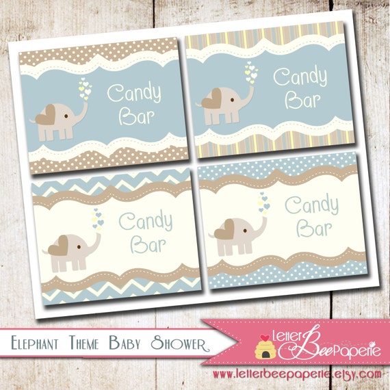 Baby Elephant Food Labels / Tents for Baby Showers - Birthday Parties - DIY Printable Decorations - Choose Your Colors - Boy/Girl/Neutral Il_570xn