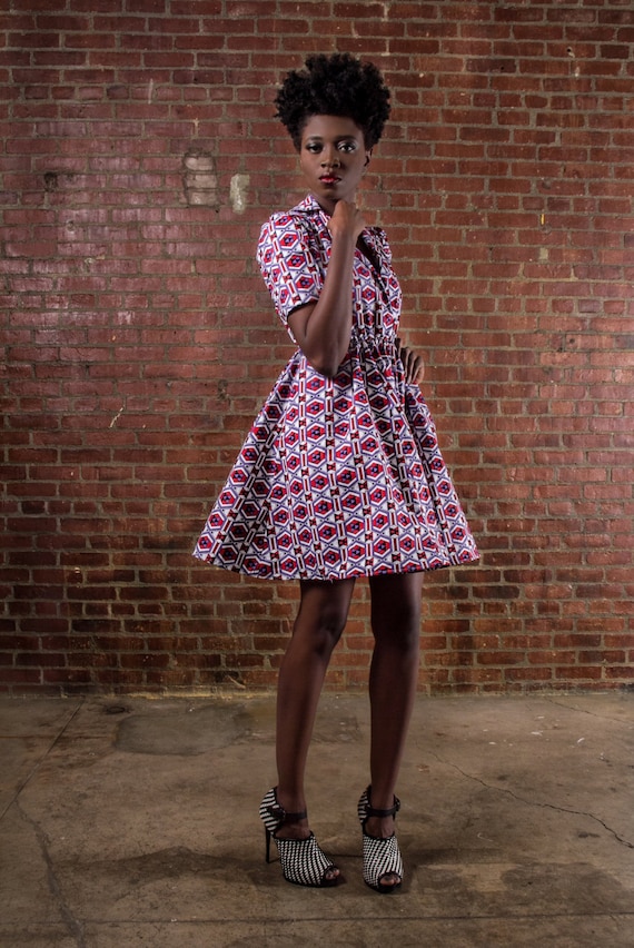 NEW The Portia Dress- African Print  100% Holland Wax Cotton