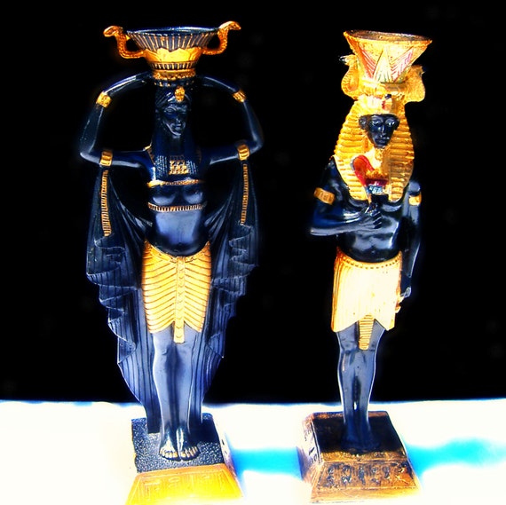 Golden Vintage Egyptian Candle Holder Set by BluNile