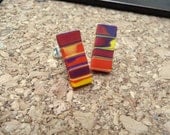 Polymer Clay Colorful Stripe Post Earrings - RusticaHandmade