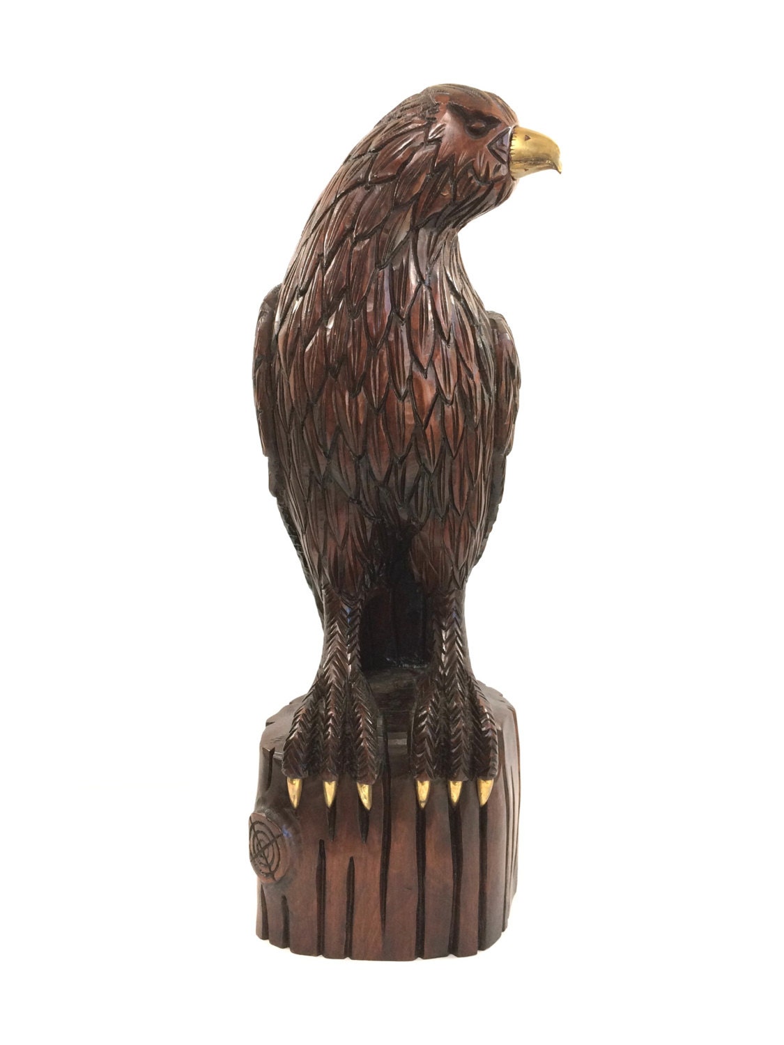Large 22 Vintage Carved Wood Eagle Sculpture by PrimaTreasures