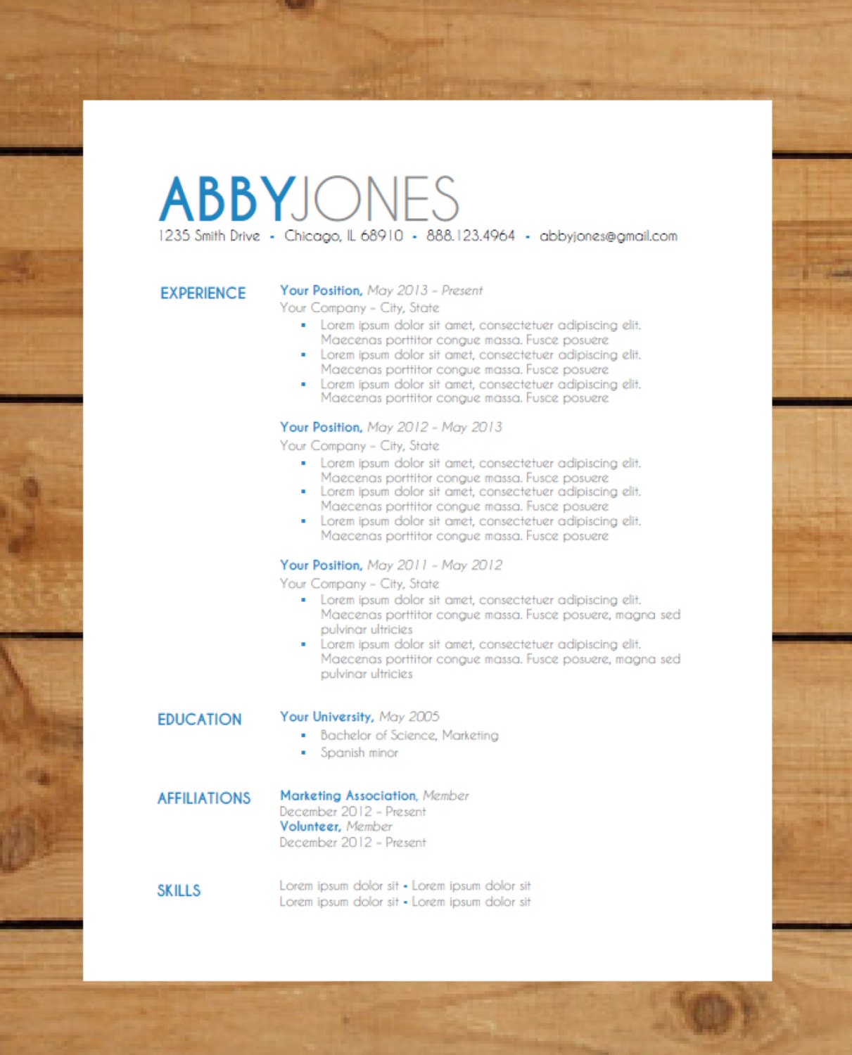 resume template instant word document download by clingdesigns