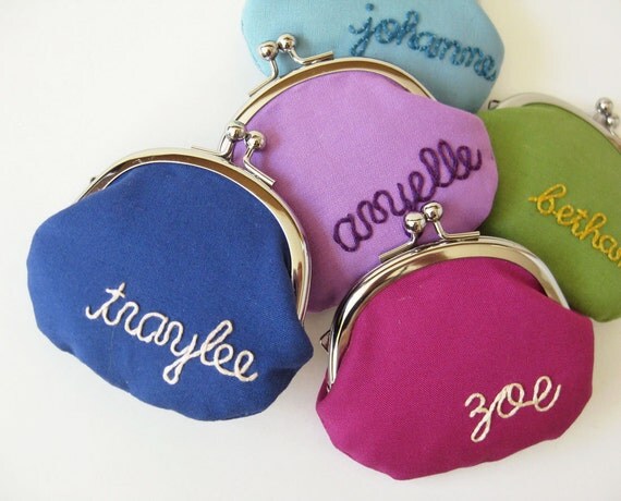 Personalized coin purse custom embroidery pick your by oktak