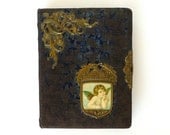 Antique Victorian 1880s 1890s Photo Album Cherub and Acorn Embossed Metal Design With Some Cabinet Cards - marybethhale