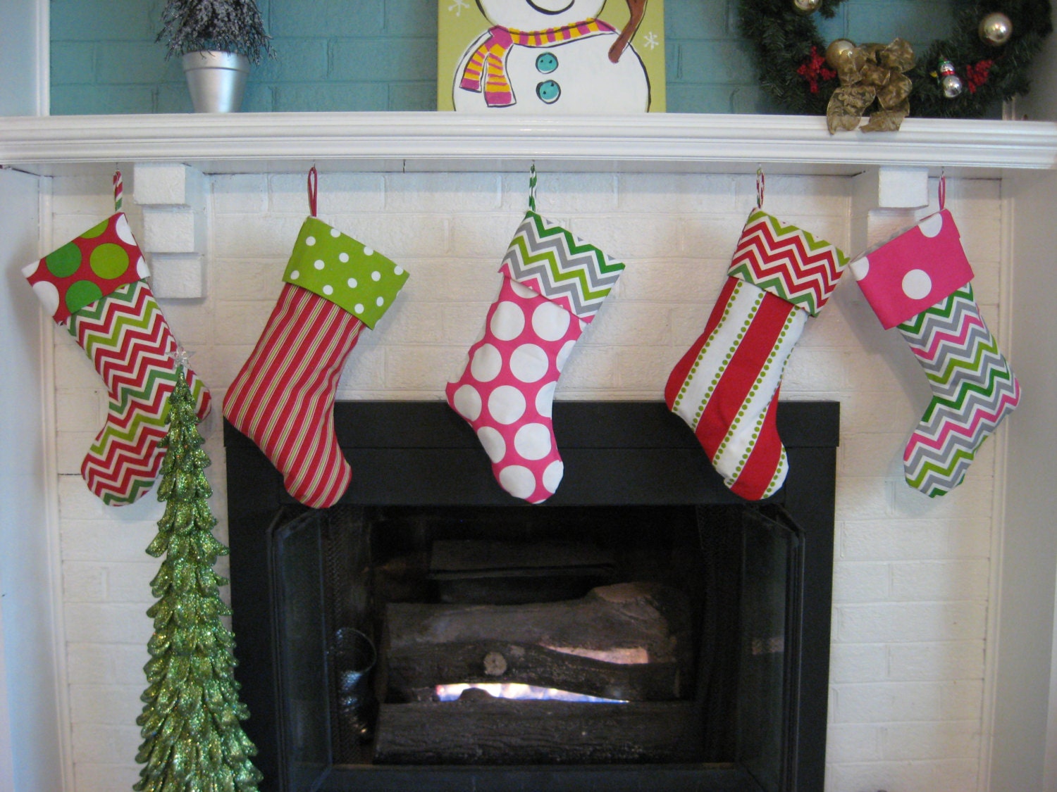 Christmas Stockings for the Family in Chevron - 4