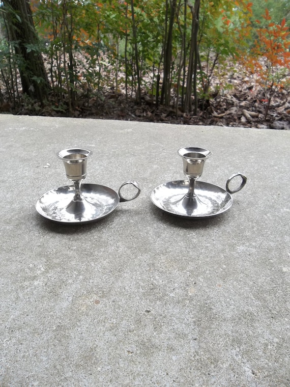 Antique Silver Candle Holders Vintage Silver Plate by misshettie
