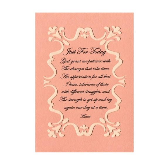Just For Today Prayer 5X7 papercut border design by MySerenityWay