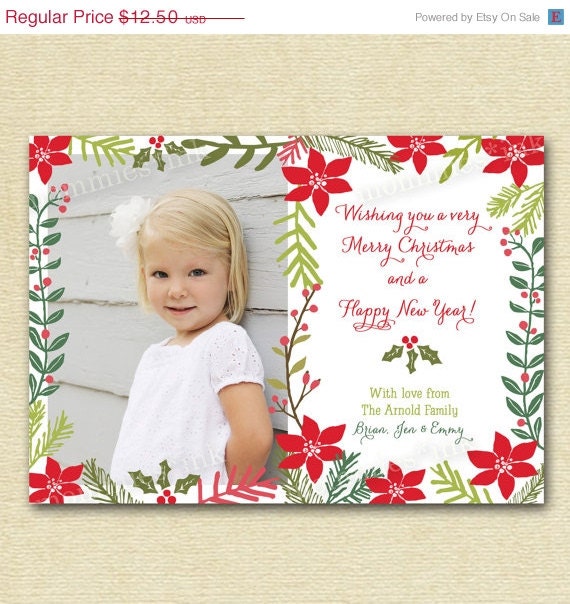 10% Off Holiday Sale Winter Foliage Photo Holiday Christmas Card - PRINTABLE CARD DESIGN Il_570xn