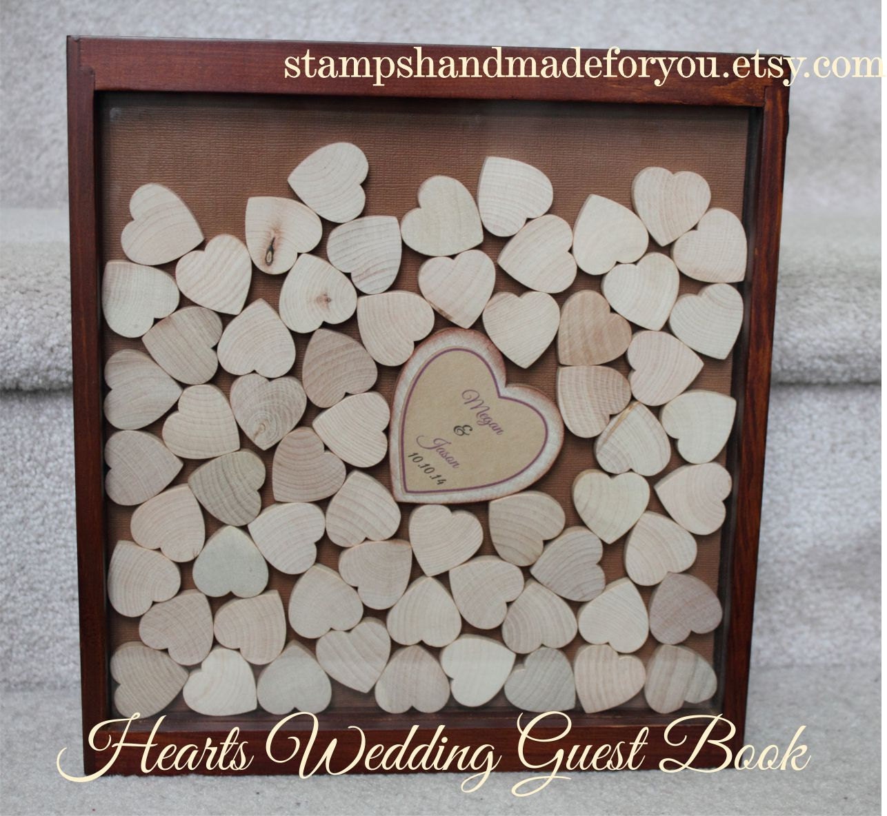 Shadow box wedding guest book and Unique Heart Guestbook - 140 hearts  -  Shadow Box Included