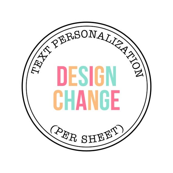 Design Change - Text Personalization (per sheet) - Petite Party Studio Il_570xn