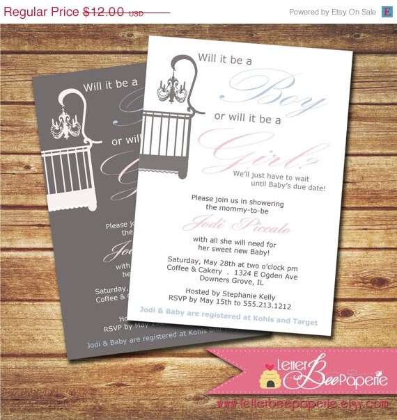 ON SALE Wait & See Custom Baby Shower Invitation - Gender Neutral / Reveal - Choose Your Colors - DIY Printable Invite - Boy or Girl, Pink Il_570xn