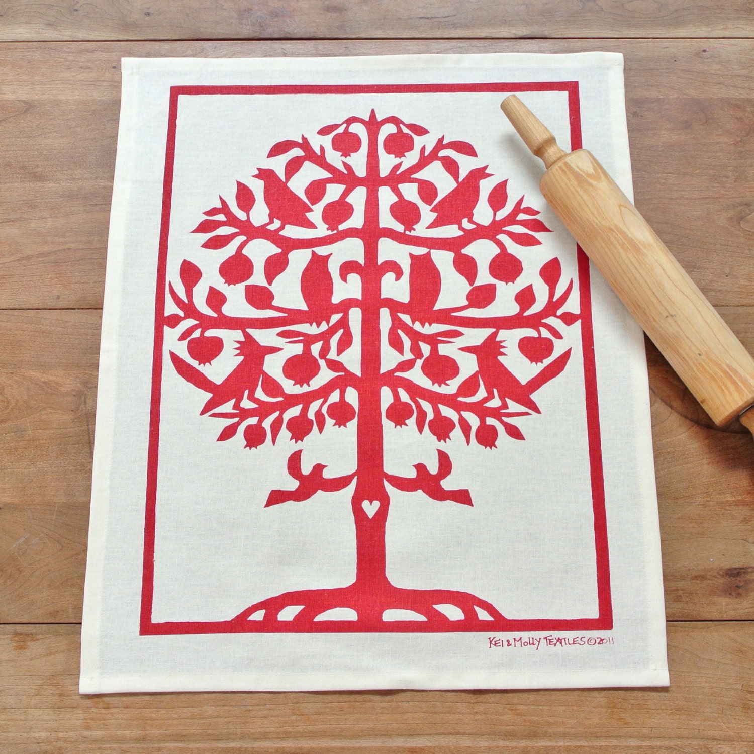 Tree of Life Tea Towel: Red (Sorry, yellow and green sold out)