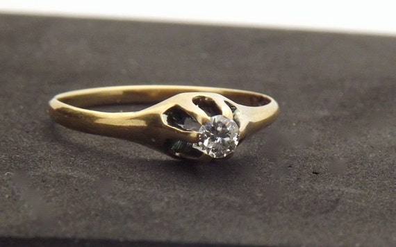 Antique 1800's 14K Diamond Solitaire Engagement Ring