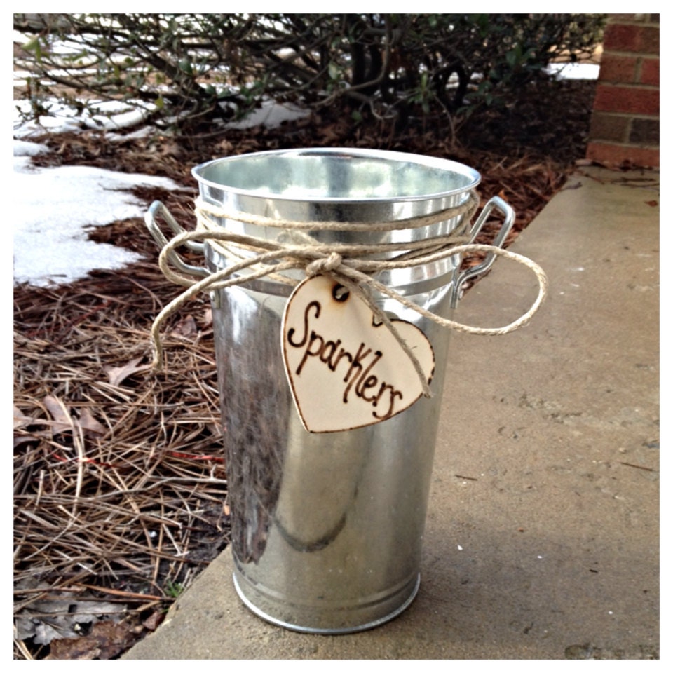 Galvanized Silver Rustic Tall Bucket Wedding by TheBeezeKnees