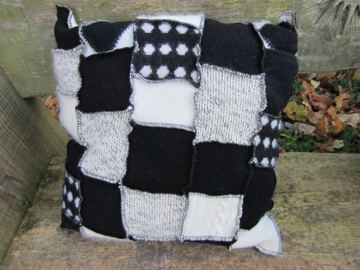 Upcycled pillow cushion made from recycled by TheWoollyPedlar