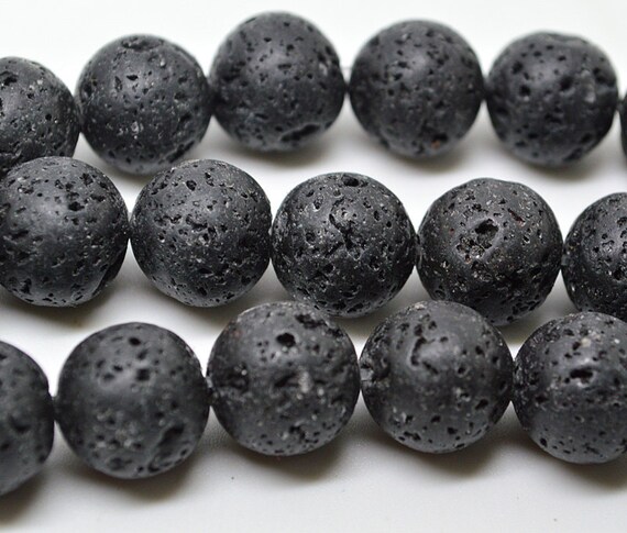 15.5 Black Lava Rock Beads 12mm By Efordiy On Etsy