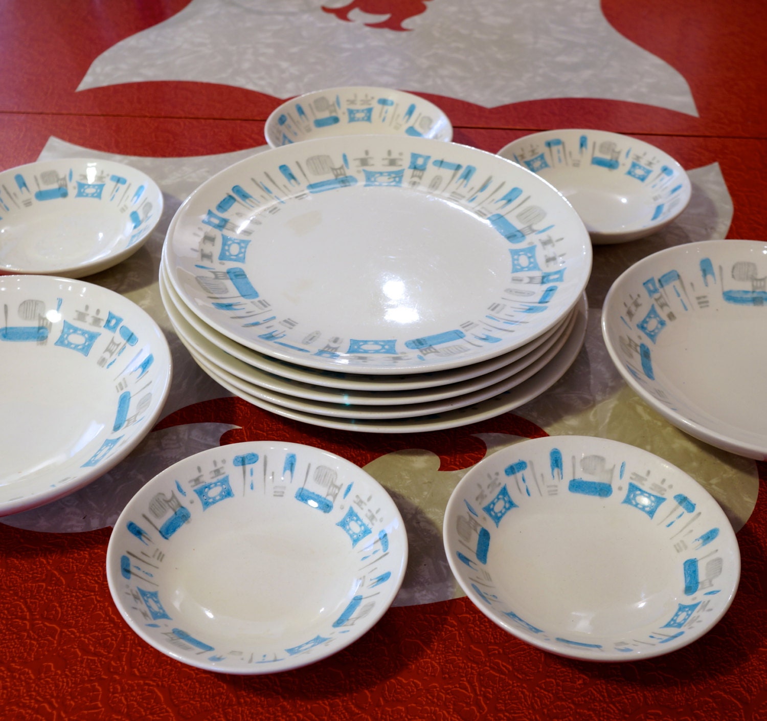 Blue Heaven Dinnerware S Atomic Mid Century Plates And