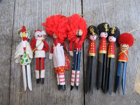 Vintage Clothespin Christmas Ornaments Raggedy By VintageTrixie