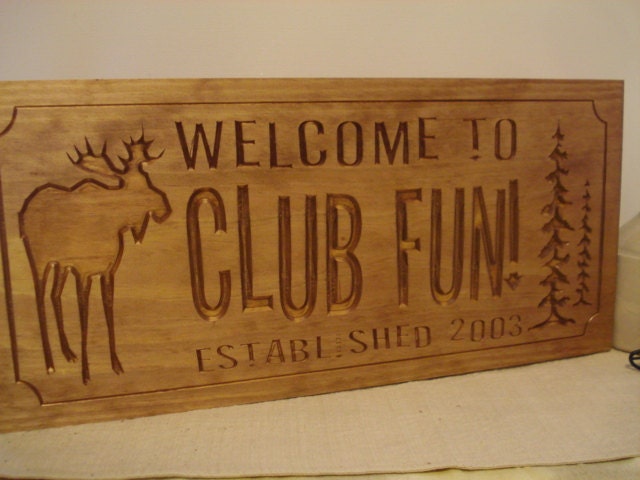 Lodge Carved Cabin Camp Signs Signs  Bar  Rustic rustic bar Wooden signs Plaque Moose