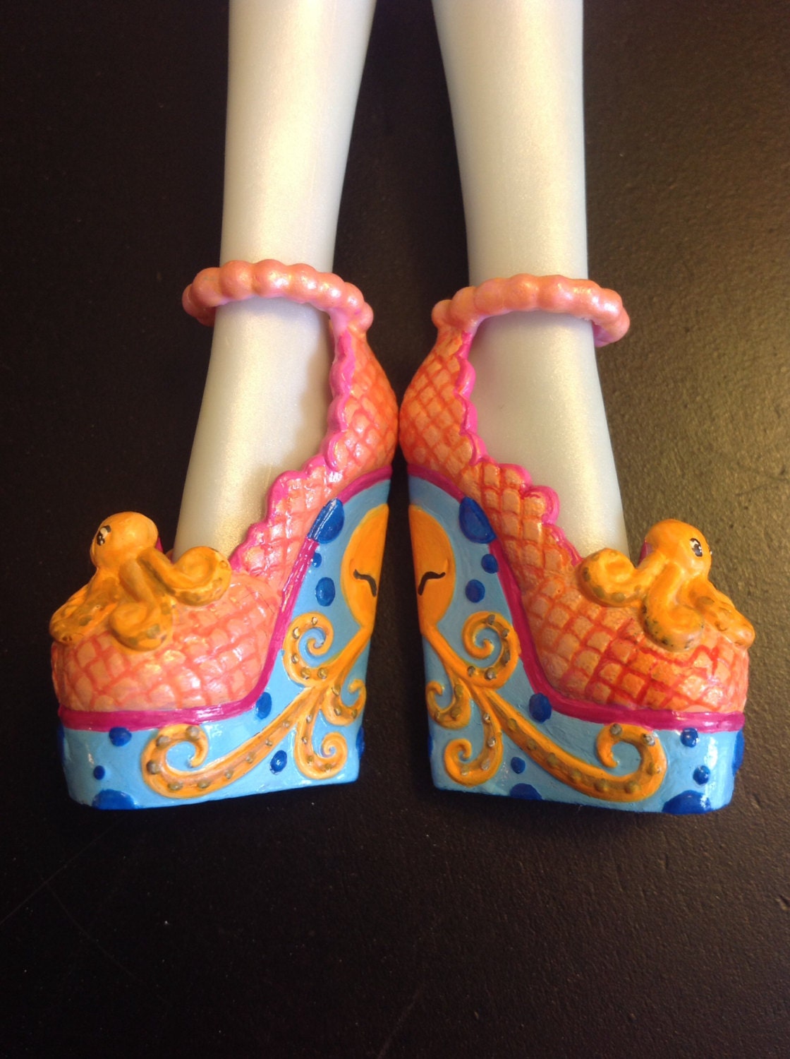 Monster high Lagoona- hand painted custom doll shoes