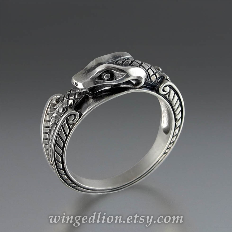 OUROBOROS silver mens Snake ring by WingedLion on Etsy