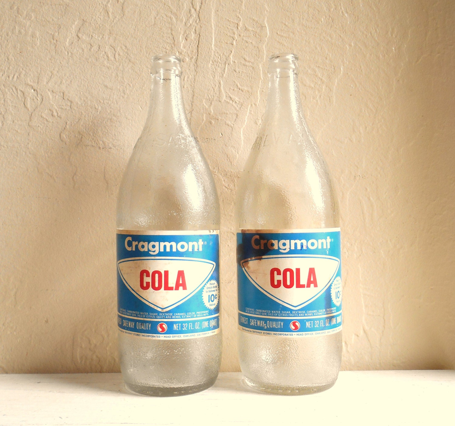 Pair of Large Vintage Clear Glass Soda Pop Bottles by ShabbyNChic