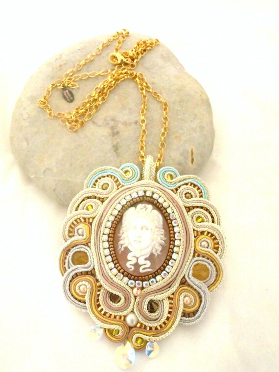 Antique Medusa Italian Cameo necklace Cameo by beadsofaquarius