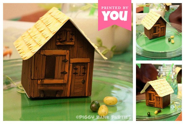 COTTAGE Favor Box : DIY Printable Rustic Storybook Cabin PDF - Instant Download Il_570xn