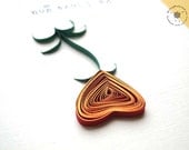 Paper quilling - valentine - love - red heart card - floral - quirky card - QuillingWonderland