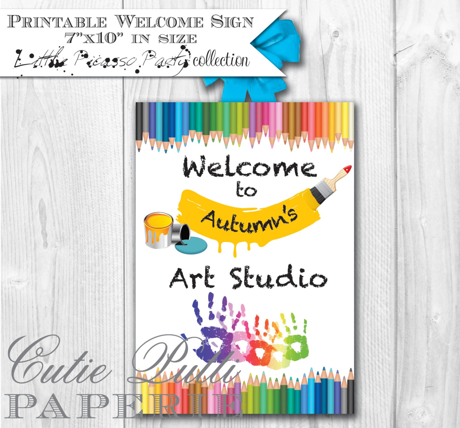 Art Party Rainbow Party Amy Atlas Featured - PRINTABLE WELCOME Door SIGN -Cutie Putti Paperie Il_570xn