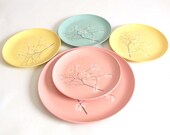Melmac Plates Pink Kitchen Turquoise Yellow Pastel Bamboo Tree Leaves - LaurasLastDitch Melmac Plates Pink Kitchen Turquoise Yellow Pastel Bamboo Tree Leaves - LaurasLastDitch