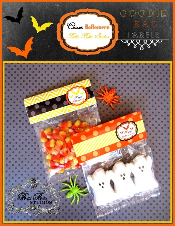 Classic Halloween - Goodie Bag Labels - PRINTABLE INSTANT DOWNLOAD - Bella Bella Studios Il_570xn