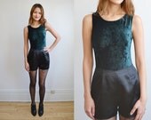 90s CRUSHED VELVET sleeveless bodysuit // grunge revival forest green minimal sexy cut out backless onesie leotard - BrownCowVintage 90s CRUSHED VELVET sleeveless bodysuit // grunge revival forest green minimal sexy cut out backless onesie leotard - BrownCowVintage