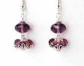 Purple Czech Glass cluster earrings, purple cluster earrings, Radiant Orchid earrings, purple jewelry - LarisJewelryDesigns