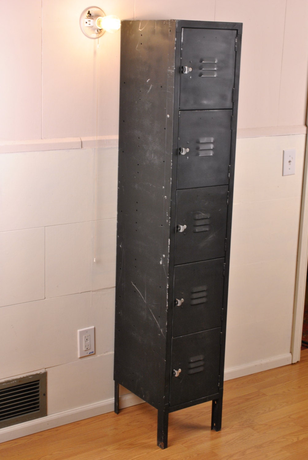 Faded Black Industrial Decor Storage Locker Bookcase