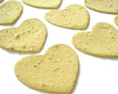 Plantable paper hearts - Wedding place card - Yellow hearts made of handmade paper & no-GMO flower seeds - Wedding favor - Wedding placecard - PulpArt