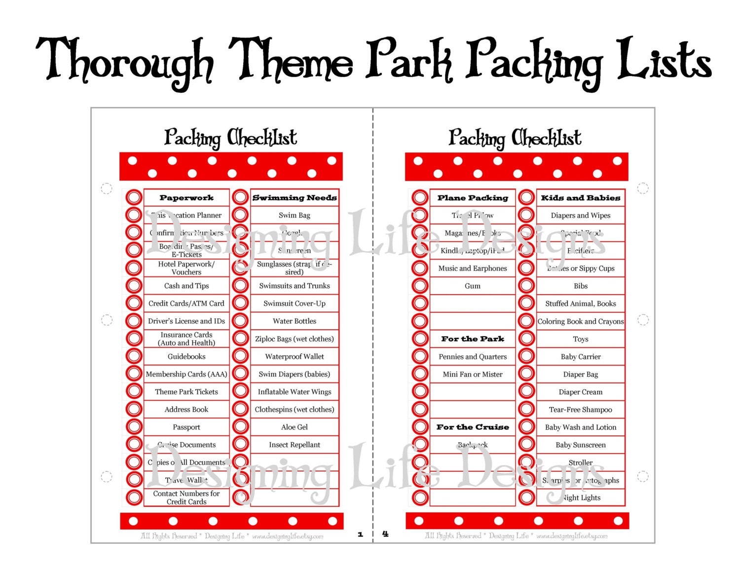 Packing Lists Thorough Theme Park Packing Lists By DesigningLife