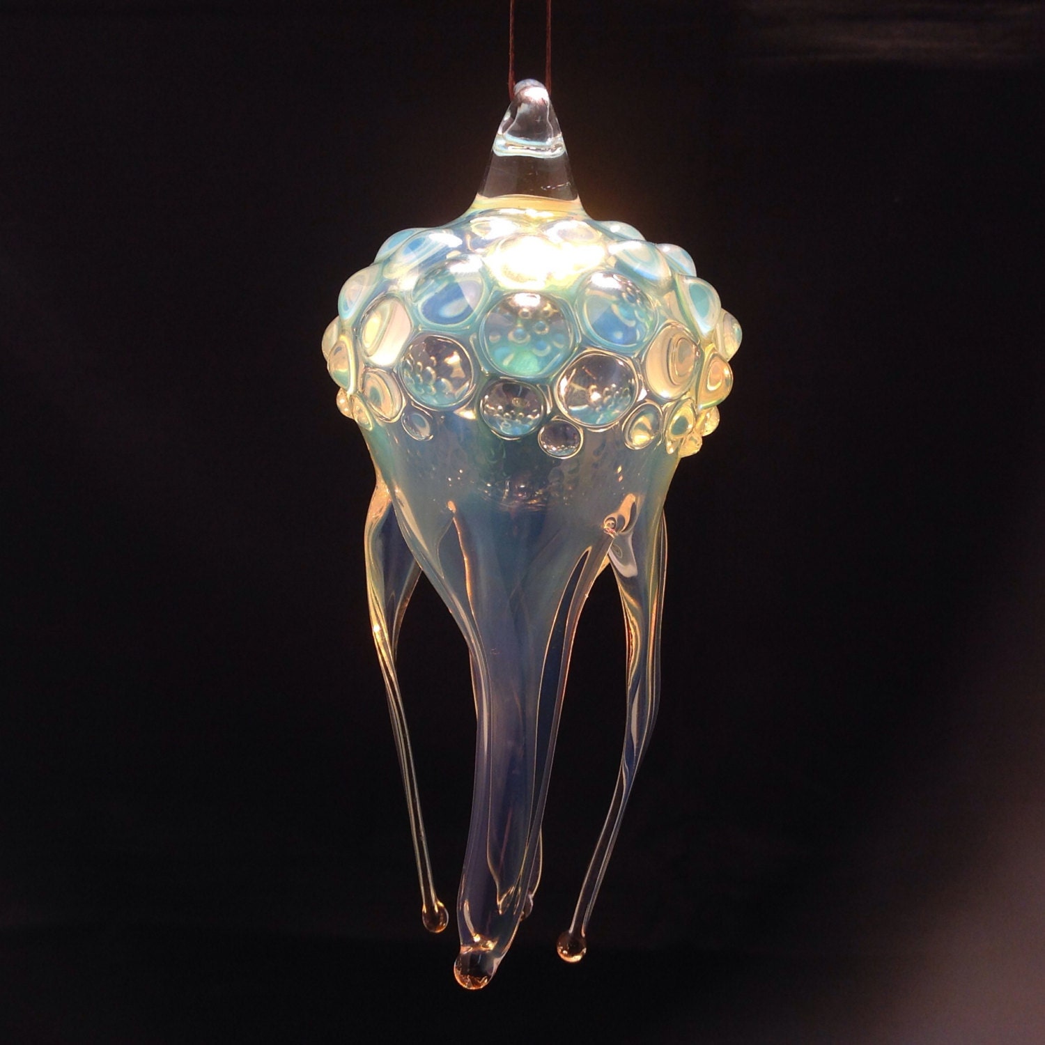 Handblown Glass Jellyfish Ornament Majestic by MajesticGlassArts